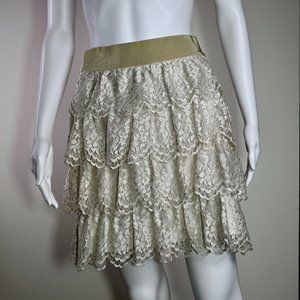 ANN TAYLOR: Antique Tiered Lace Skirt